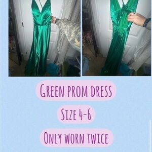 Vibrant Green Satin Evening Gown